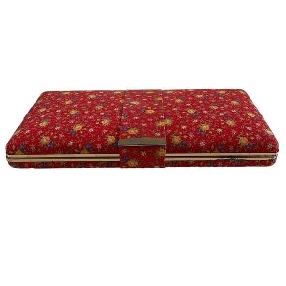 Jewelry Organizer Travel Case 1970’S Retro Red Floral - Picture 1 of 16